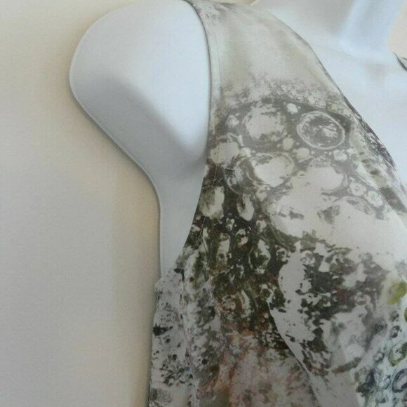 NWT ST. JOHN Silk Celedon Multi Silk Crepe Sleeveless Print Blouse Top 10 - Picture 4 of 7